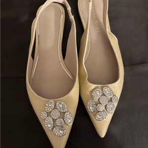 Emme Gold Embellished Pointed Slingback Flats